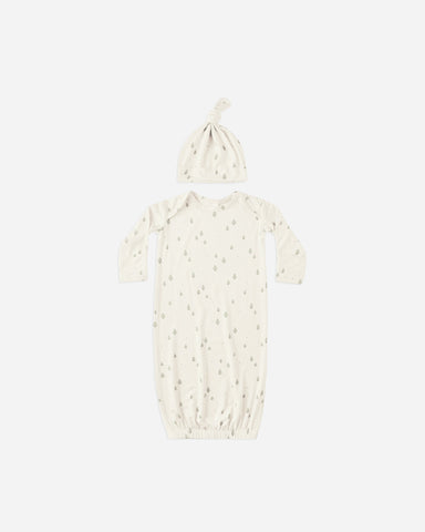 Bamboo Baby Gown + Hat Set || Trees