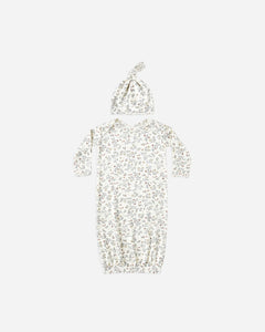 Bamboo Baby Gown + Hat Set || Woodland