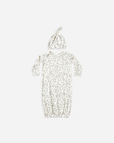 Bamboo Baby Gown + Hat Set || Woodland
