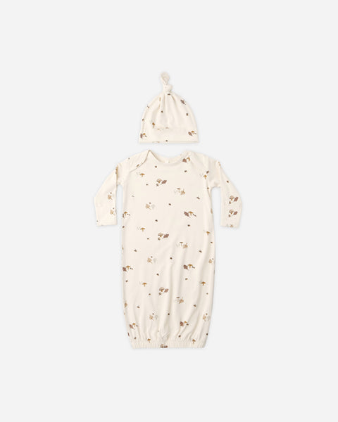 Bamboo Baby Gown + Hat Set Woodland