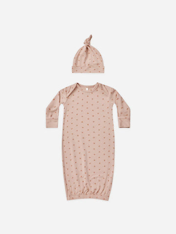 knotted baby gown + hat set || twinkle