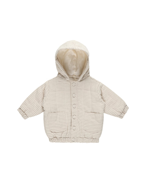 Hooded Woven Jacket || Basil Stripe