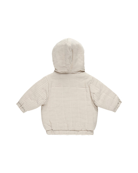 Hooded Woven Jacket || Basil Stripe