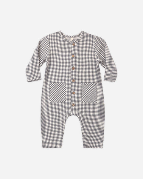 Pocketed Woven Jumpsuit Midnight Gingham