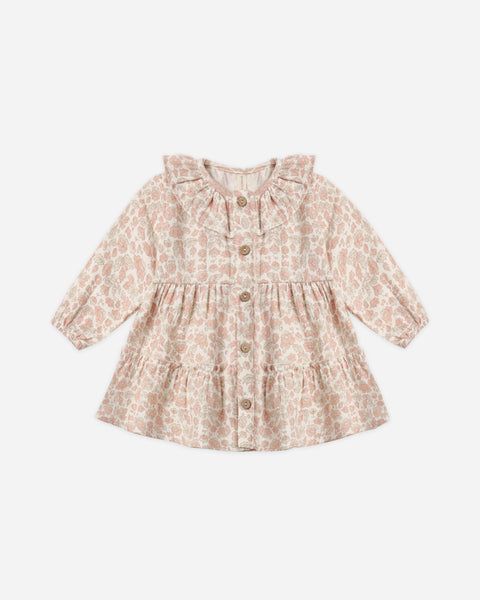 Ruffle Collar Button Dress Pink Blossom