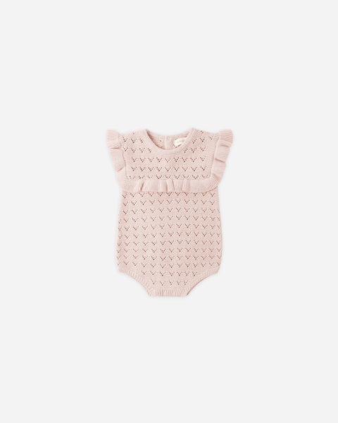 Pointelle Ruffle Romper Blush