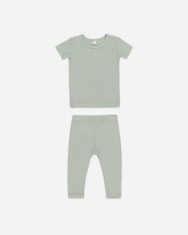 Bamboo Short Sleeve Pajama Set || Grid