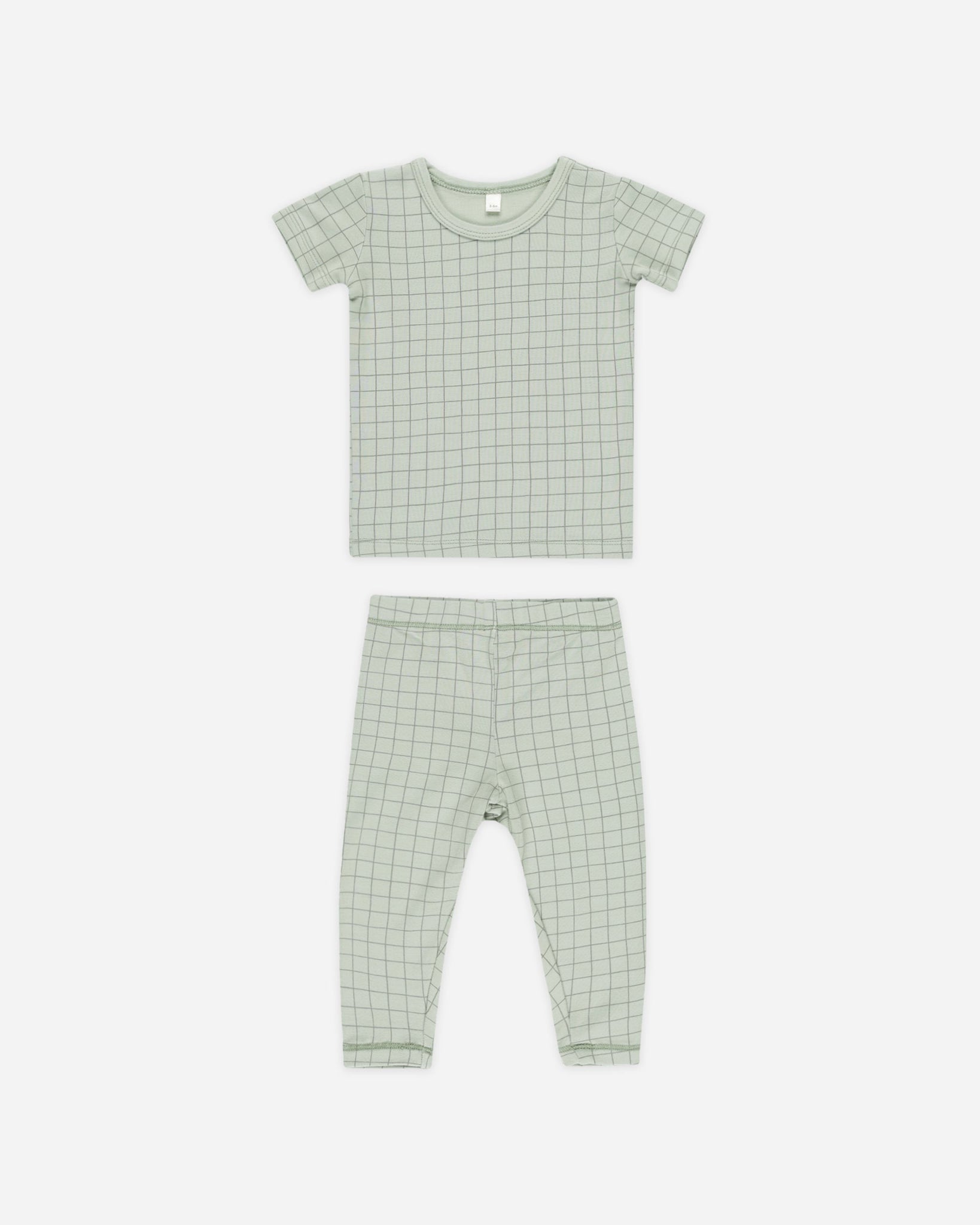 Bamboo Short Sleeve Pajama Set || Sage Grid