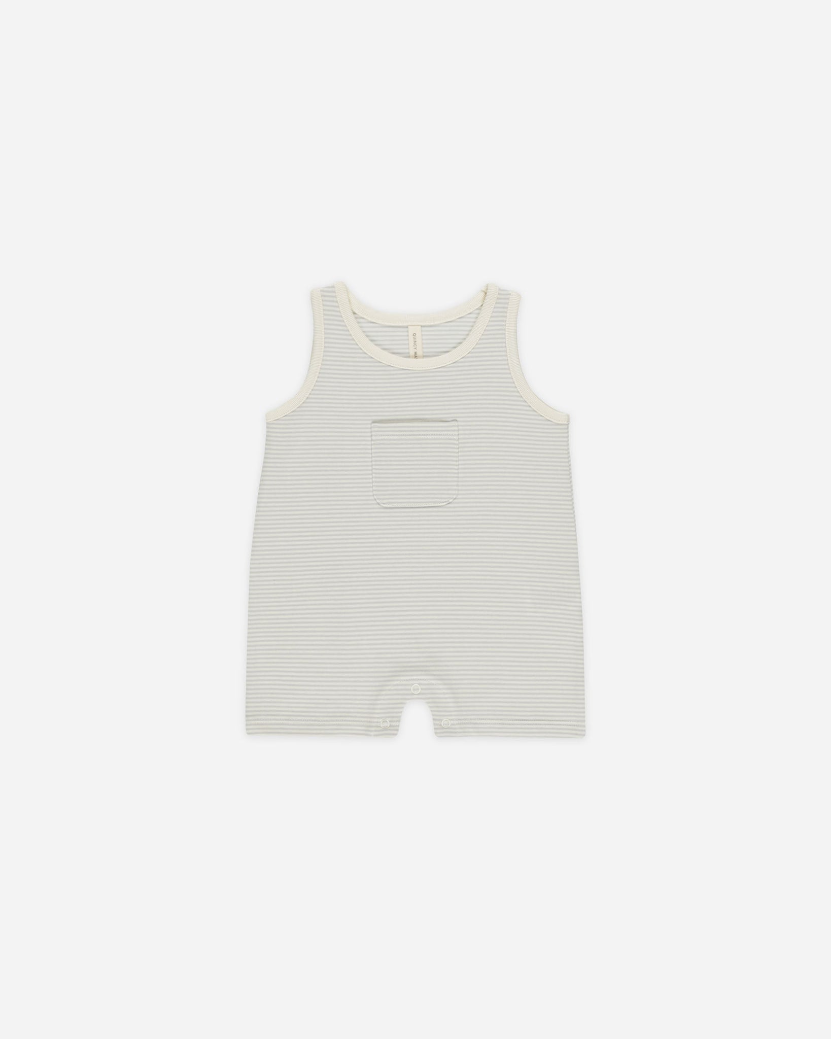 Sleeveless One-Piece || Sky Micro Stripe