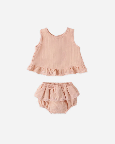 Ruffled Tulip Top + Bloomer Set || Melon