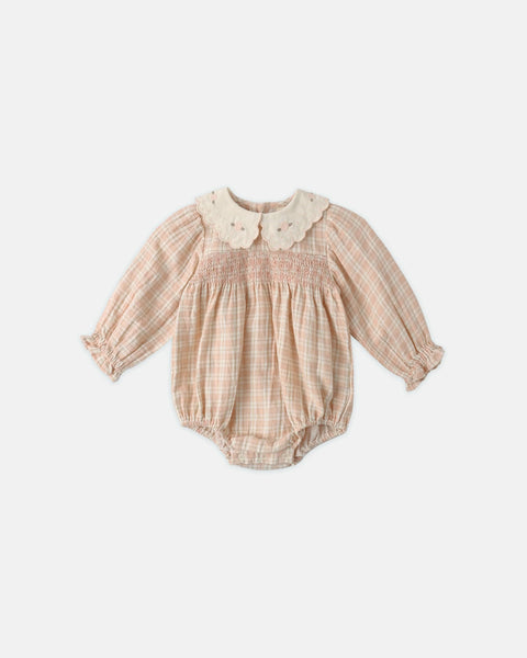Callie Romper || Pink Plaid