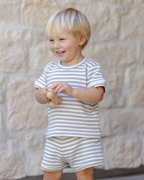 Waffle Shortie Set || Sage Stripe