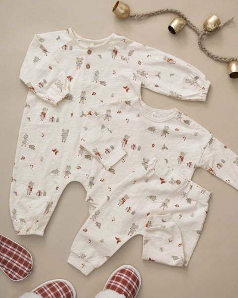 Henley Jumpsuit Holiday Mouse