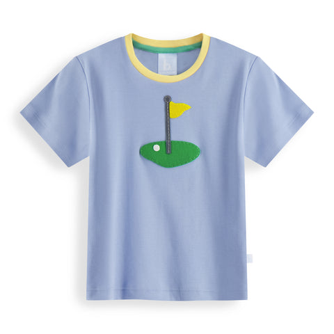 Applique Pima Tee- Denim Blue w/ Golf