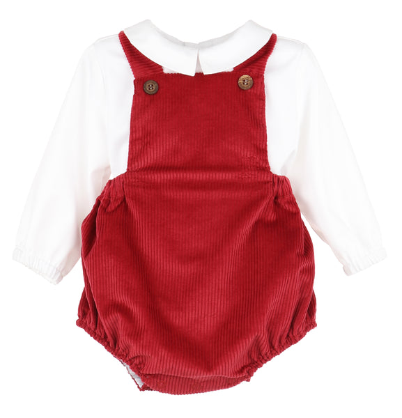 Patrick Plush Cord Overall, Red(Final Sale)