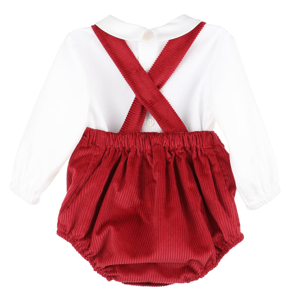 Patrick Plush Cord Overall, Red(Final Sale)