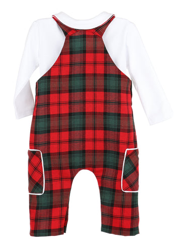 Tartan Tidings Overall Set, Red/Green (FINAL SALE)