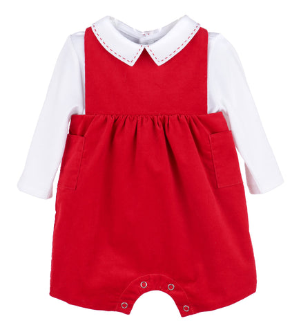 Holly Jolly Velvet Shortall-Red