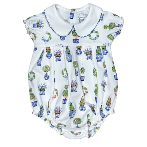 Girls SS Pleated Bubble- Spring Topiaries