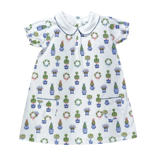 Shortsleeve Pocket Twirl Dress- Spring Topiaries