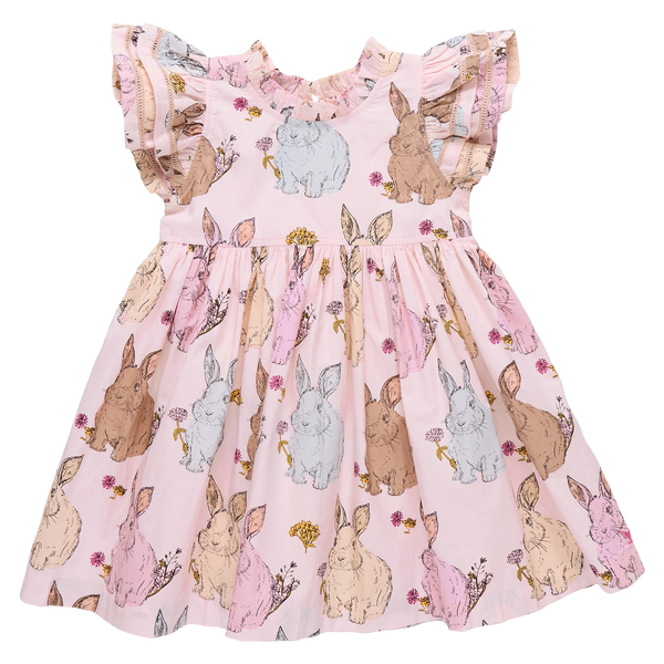 Girls Jennifer Double Ruffle Dress- Vintage Bunnies (FINAL SALE)
