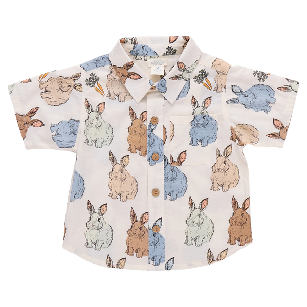Boys Jack Shirt- Blue Vintage Bunnies (FINAL SALE)