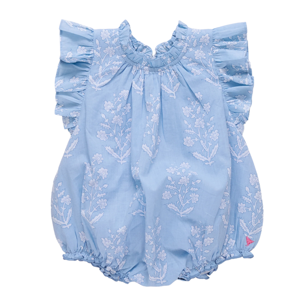 Baby Girls Harper Bubble - Blue Dewdrop Block Print