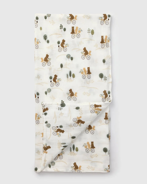 Muslin Swaddle- Bears on Bikes