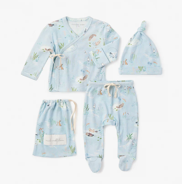 Otter Lake Printed Organic Cotton Layette Set