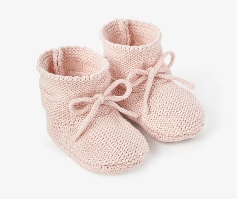 Pale Pink Garter Knit Booties
