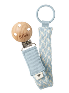 Pacifier Clip Baby Blue/Ivory