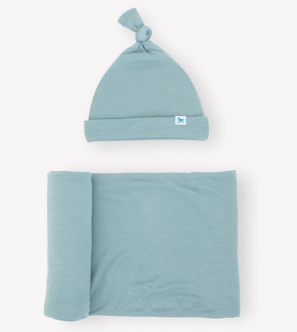 Stretch Knit Swaddle and Hat - Harbor