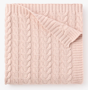 Pale Pink Horseshoe Cable Blanket