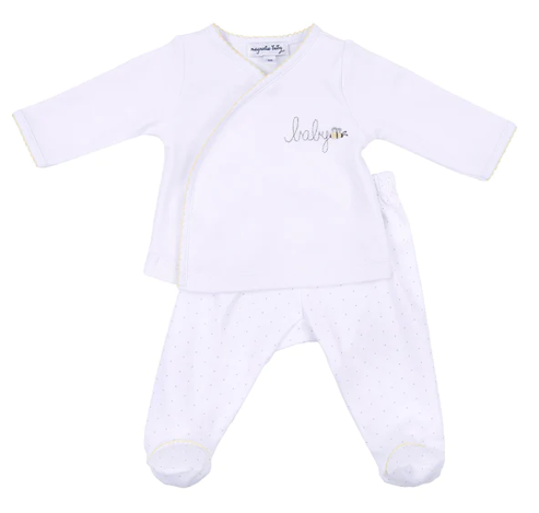 Baby Bee Embroidered X-tee Footed Pant Set