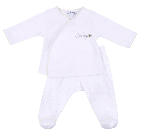 Baby Bee Embroidered X-tee Footed Pant Set