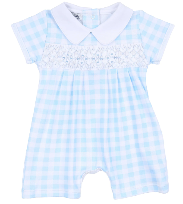 Baby Checks Smocked Collared Playsuit