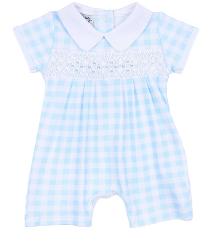 Baby Checks Smocked Collared Playsuit