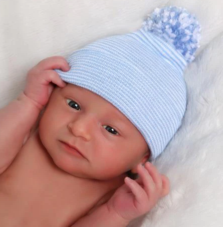 Blue Striped Newborn Hospital Hat