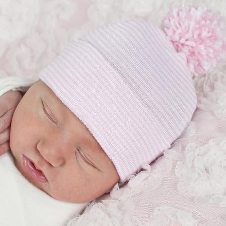 Pink Striped Newborn Hospital Hat