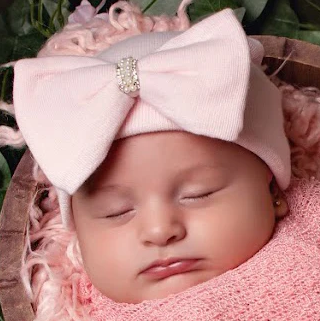 Pink Bow with Pearl Newborn Hospital Hat