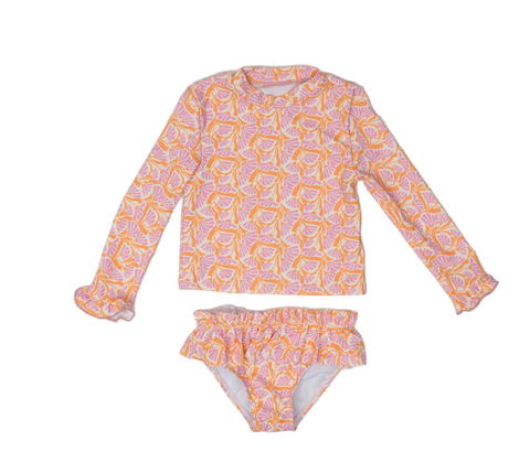 Panama LS Mod Pink & Orange Floral Two Piece Swim UPF50 (FINAL SALE)