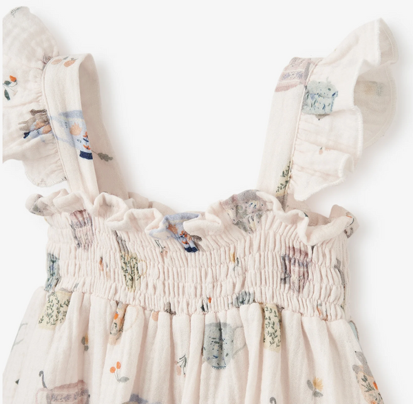 Tea Party Organic Muslin Smocked Dress & Bloomer