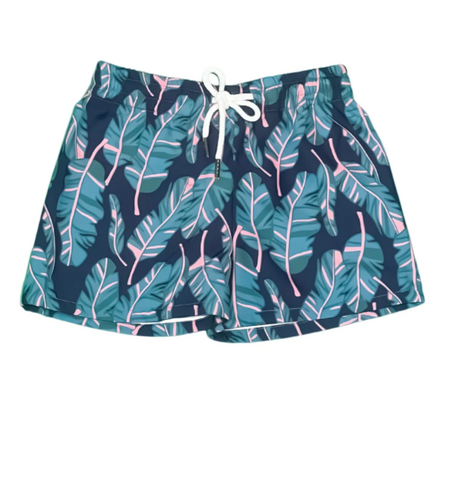 Saint Simons Shorties- Navy Palms