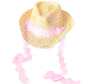 Coastal Cowgirl Hat with Pink Ribbon