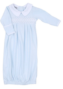 Freya and Finn Smocked Pleated Gown - Blue