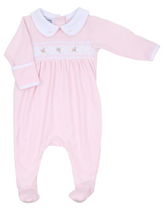 Freya and Finn Smocked Footie - Pink