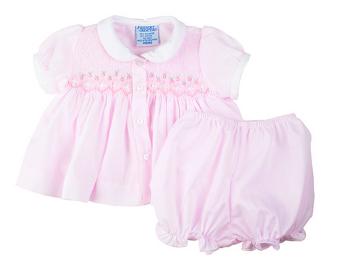 Ribbon Smocked Diaper Set - Pink