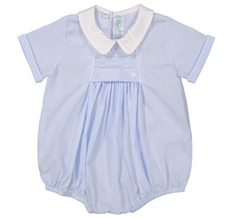 Chevron Smocked Creeper - Blue