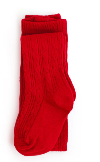 Bright Red Cable Knit Tights