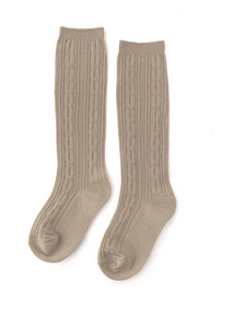 Oat Cable Knit Knee High Socks